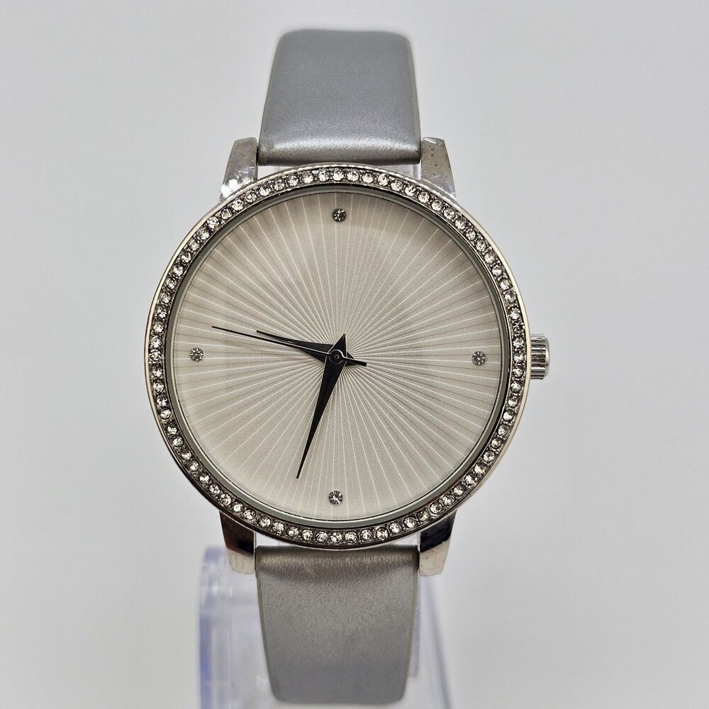 Manhattan Croton‎ Watch Women 37mm Gray Tone Pave Bezel Bling New Battery